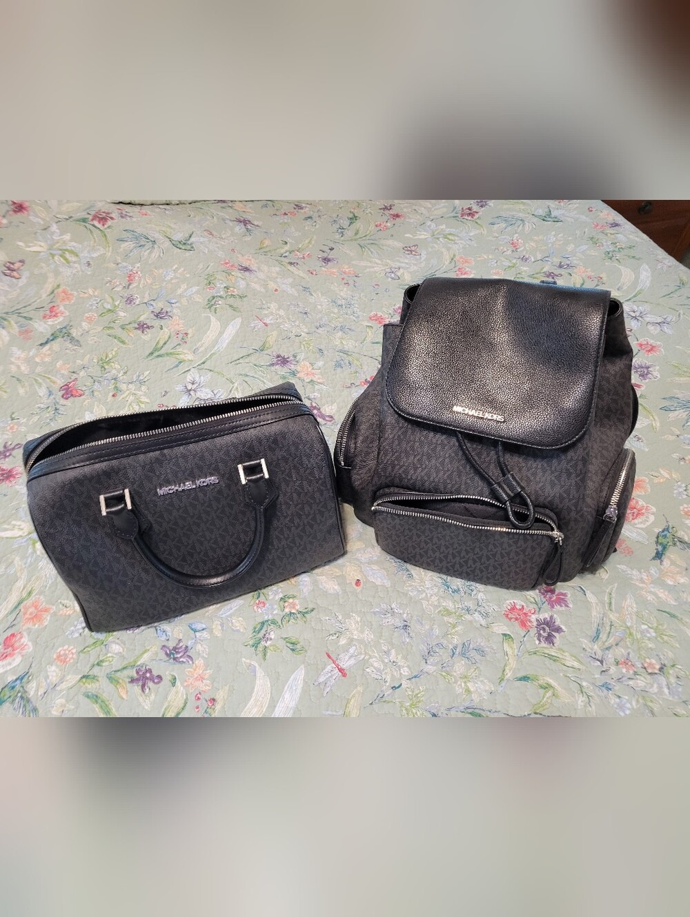 Michael Kors Charcoal Logo Backpack and Satchel Set